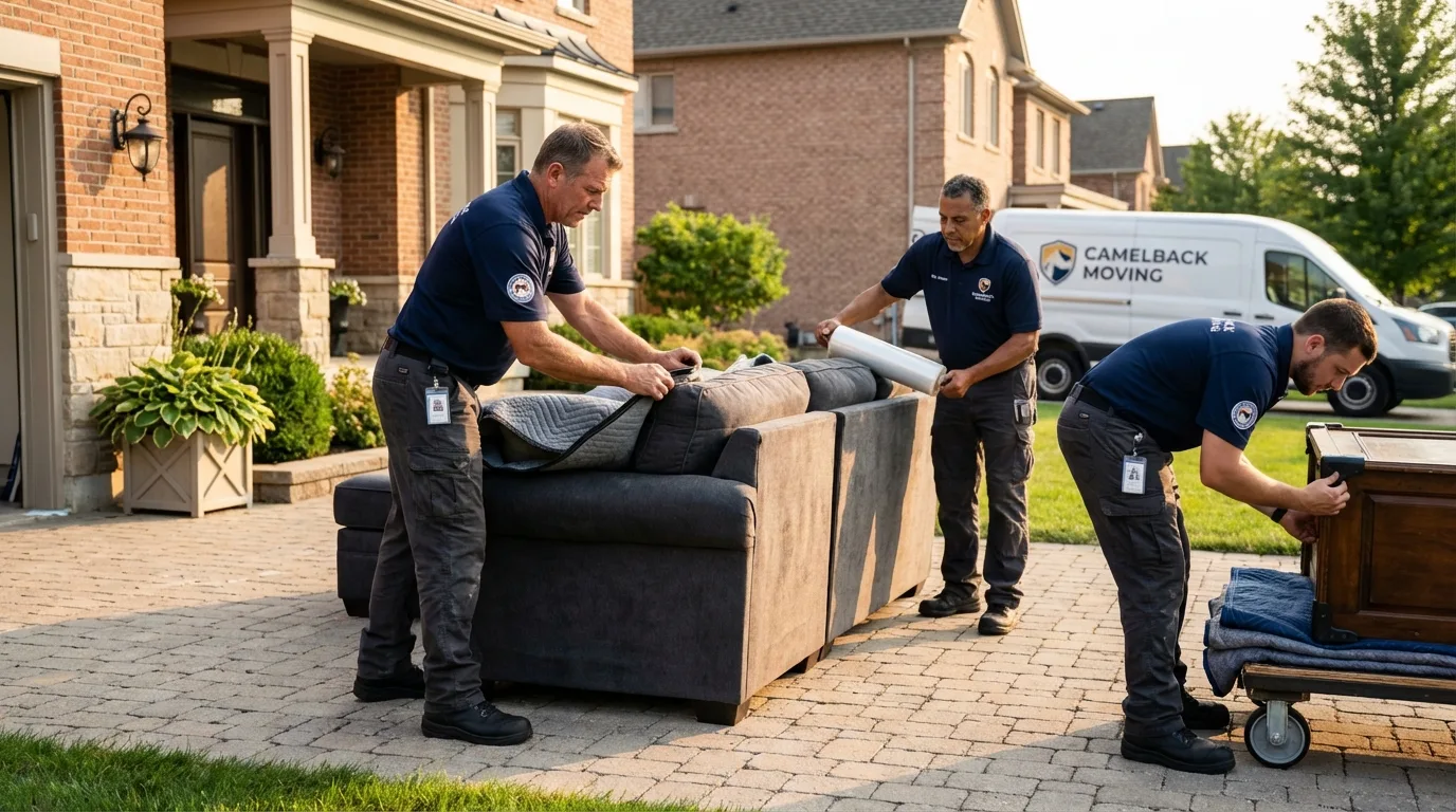 Large estate moving crew wrapping furniture in Natalia, TX